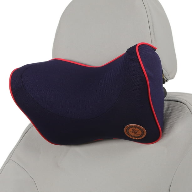 Almohada para reposacabezas de automóvil Unique Bargains, soporte para cuello ergonómico y cómodo, poliéster y espuma de memoria, ancho ajustable, azul y línea roja, 1 Pcs para conducción y viaje