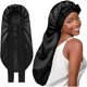 thumbnail image 1 of wonima11 Long Bonnet Satin Bonnet for Sleeping Braid Bonnet with Tie Band Silk Sleep Bonnet for Women Locs Black, 1 of 1