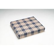 Wheelchair Cushion wPlaid Polycotton Zippered Cover - L 16" x H 3" x W 18"