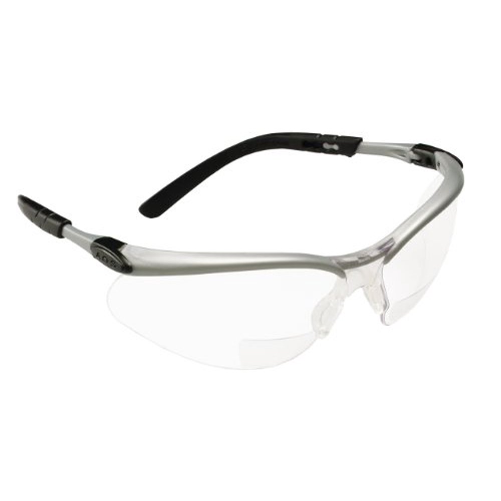 Bx Molded" Diopter Safety Glasses, Silver Frame, Clear AntiFog Lens