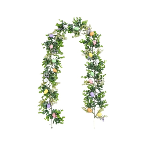 Easter Eggs Garland 5.74in Spring Flower Rattan Garlands with Pastel Egg Festival Floral Vines Decoration for Party Mantle Fireplace Wedding Decor