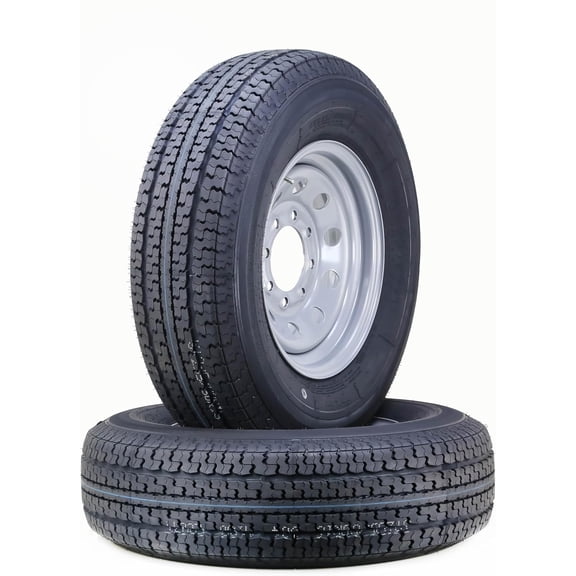 WINDA Trailer Tire Wheel Assembly ST235/85R16 12-Ply F 128L 8 Lug on 6.5" PCD Silver Mod Rim ,SET 2