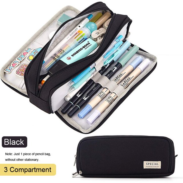 Estuche escolar portátil para lápices, bolsa con cremallera para adolescentes, organizador de papelería grande, suministros de oficina