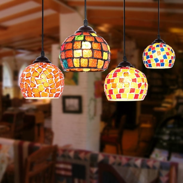 Lámpara de araña pequeña para restaurante, bar, cafetería, mesa de bar, pasillo, entrada, lámpara de araña de cristal de colores
