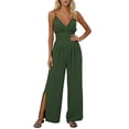 thumbnail image 2 of Jumpsuits for Women Oversized Camisole Spaghetti Strap Wide Leg Overalls Womens Summer Casual Solid Loose Fits Lightweight Comfy Ankle Slits Rompers, 2 of 6