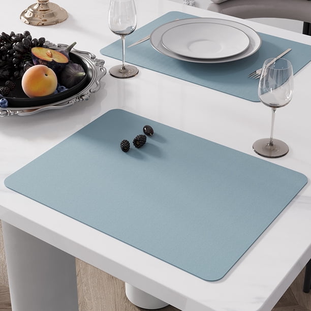 Juego de 4 manteles individuales de cuero, resistentes al aceite y al calor, antideslizantes para mesa de comedor, rectangulares grandes para cuencos y platos, fáciles de limpiar, para