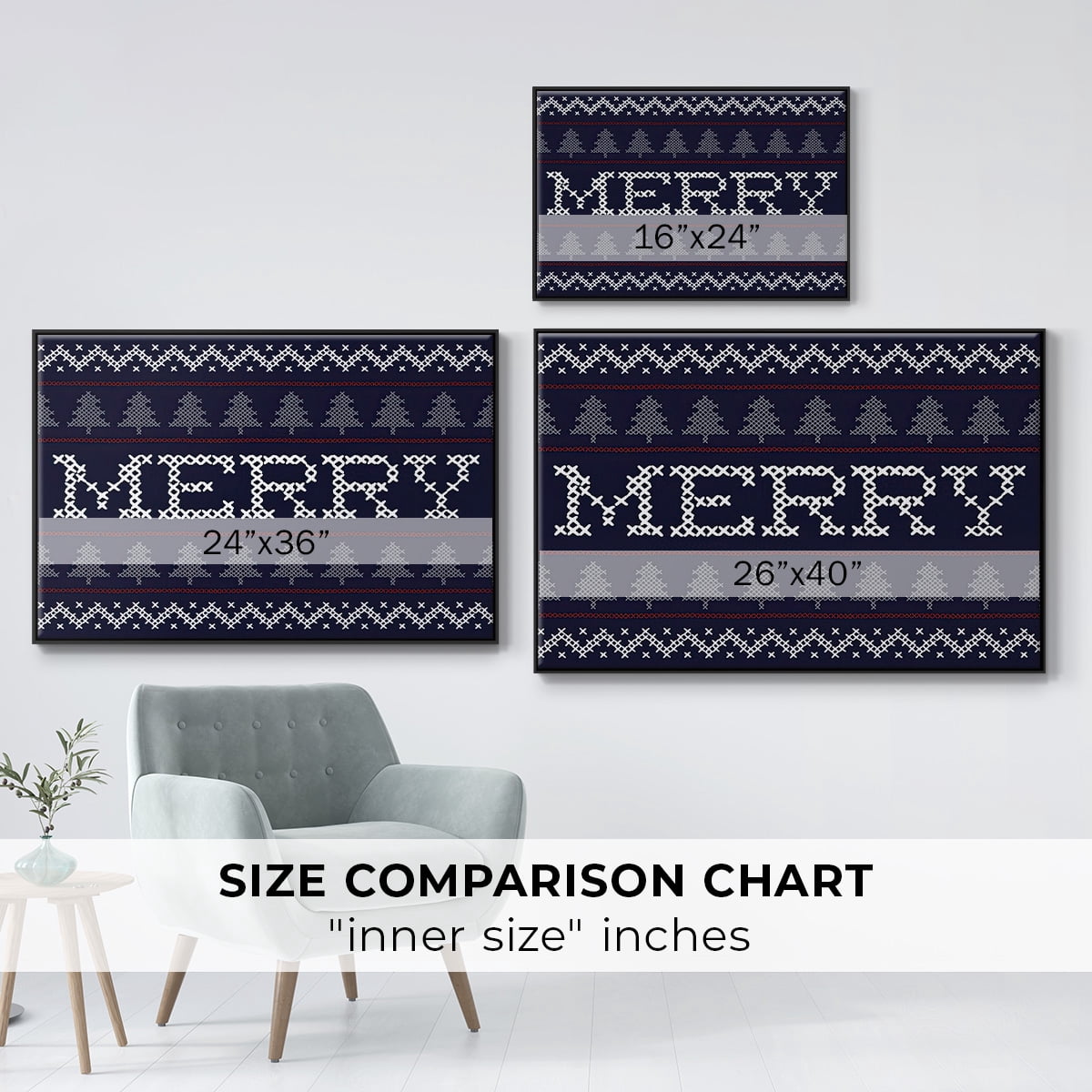 Merry Sweater - Framed Gallery Wrapped Holiday Canvas - 25 x 37 - Black Frame