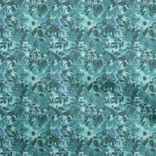 oneOone Cotton Cambric Turquoise Blue Fabric Abstract Floral Sewing Craft Projects Fabric Prints By Yard 56 Inch Wide