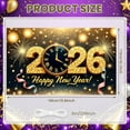 thumbnail image 2 of Golden Glitter 2026 New Year Banner Firework Design Happy New Year Display Vintage Clock Roman Numerals Golden Clock Backdrop for New Year Eve Holiday Celebration Party Decoration, 2 of 9