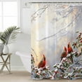 thumbnail image 5 of Christmas Shower Curtain, 66" x 72", Winter Snowfall Forest Bough Cardinal Berries Waterproof Bathroom Curtain Washable Shower Curtain Set with 12 Hooks, 5 of 6