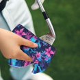 thumbnail image 4 of Golf Towel, blue Skull flower pink Microfiber Waffle Golf Towels for Golf Bag with Carabiner Clip Golf Rag 24x16in, 4 of 8