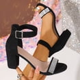 thumbnail image 6 of Xijirk Sandals Women Adjustable Buckle Suede Woven Detail Solid Block Heel Sandals Daily and Beach Wear,9, 6 of 9