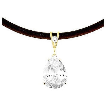 Galaxy Gold 14K Solid Gold 6 Carat Natural Topaz Pendant Necklace for Women - White Gold Fine Jewelry