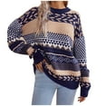 thumbnail image 4 of FDGIU Women's Chunky Knit Sweater Warm Pullover Crewneck Sweater 2025, Oversized Loose Striped Top, Casual Fall Fashion Cozy Tunic, 4 of 7