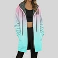 thumbnail image 2 of idosla Long Fleece Hoodies for Women Zip Up Hoodie Trendy Casual Oversized Tunic Sweatshirts Fall Winter Jacket Coat Outerwear (Mint Green, 3XL), 2 of 5