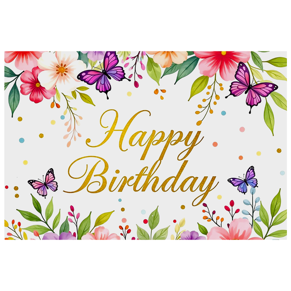 Floral Butterfly Happy Birthday Banner Background Decors Party Supplies for Birthday Party Photography Props Backdrop Decorations