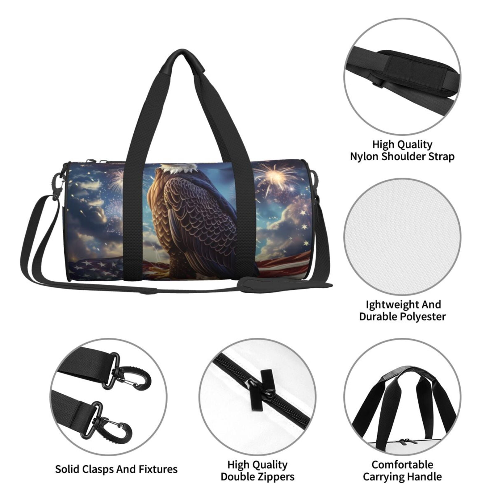 Vsdgher Night Sky Bald Eagle 45L Foldable Duffel Bag, Sports Gym Bag,Overnight Bag, Portable Weekender Bag for Airplanes