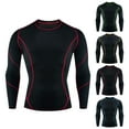 thumbnail image 1 of BADHUB Men's Quick Dry Workout Shirts Stretch Compression Muscle Fit Tops Performance Training Athletic T-Shirts Blue XXL, 1 of 4
