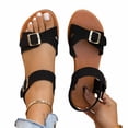 thumbnail image 4 of Fankiway Women's Non Slip Flat Sandals Adjustable Buckle Straps Padded Footbed Open Toe Plus Size Summer Black 6.5, 4 of 9