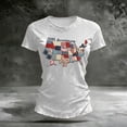 thumbnail image 3 of Women's Short Sleeve Round Neck T-Shirt with AMERICA 250th Anniversary Graphic Print, Casual Independence Day Top for Patriotic Celebrations White L, 3 of 4