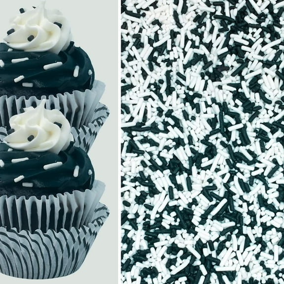 Sprinkle Deco® Black and White Cake Pop Cookie Cupcake Cakes Semi-Sweet Edible Confetti Decorations Sprinkles Desert Jimmies Toppers
