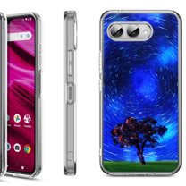 Shockproof Phone Case for T-Mobile Revvl 8, by OneToughShield - Star Trails Tree