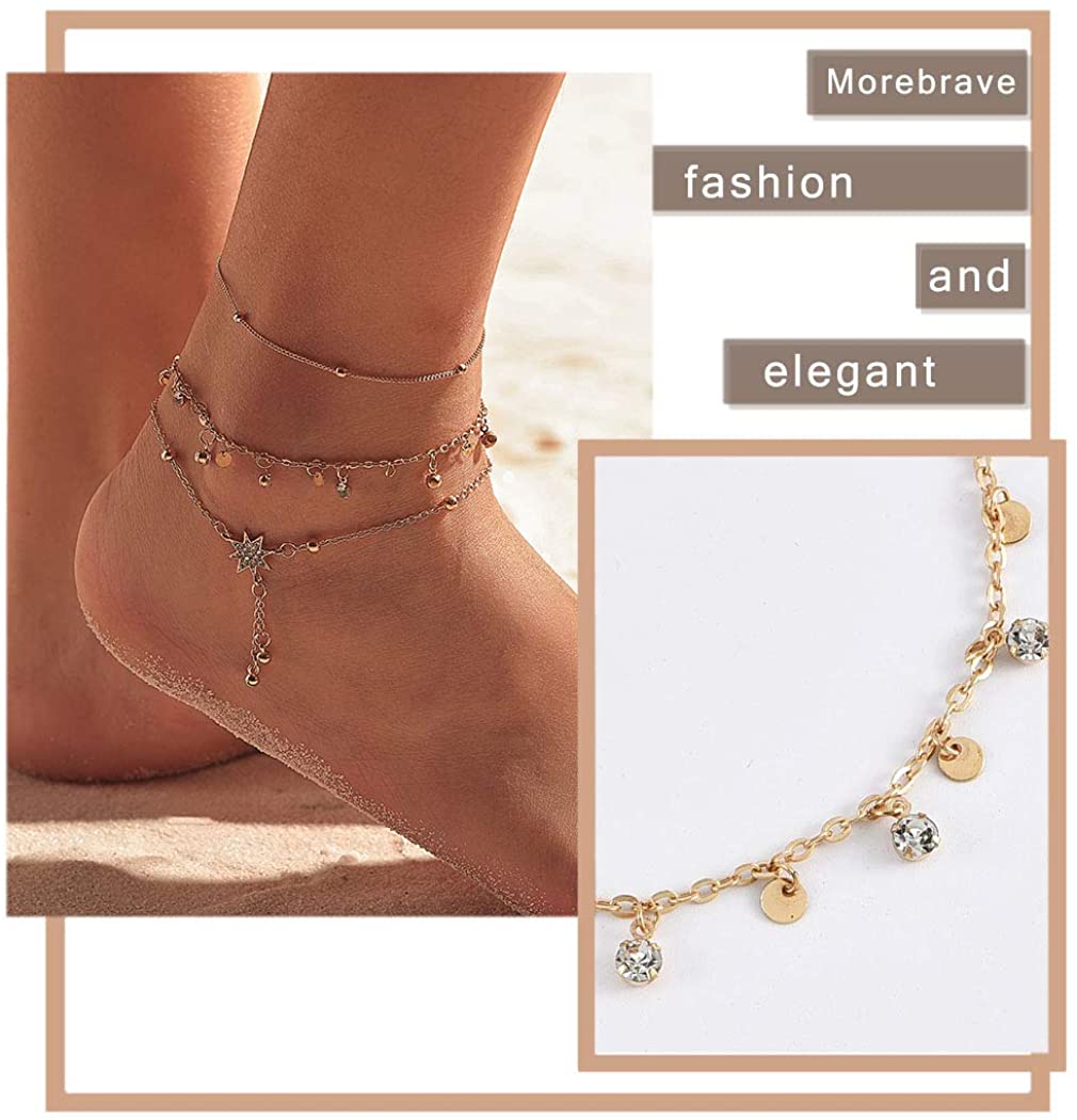 Boho Anklets Women Star Sparkly Ankle 