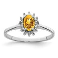 thumbnail image 3 of 925 Sterling Silver Rhodium Citrine Diamond Ring Size 8, 3 of 6