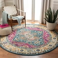 thumbnail image 2 of SAFAVIEH Madison Collection MAD202M Boho Chic Medallion Distressed Non-Shedding Dining Room Entryway Foyer Living Room Bedroom Area Rug, 6'7" x 6'7" Round, Blue / Multi, 2 of 4