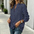 thumbnail image 6 of Tqcoqu Women's Polka Dot Stand Collar Half Placket Blouse Long Sleeve Loose Casual Office Long Shirt, 6 of 8