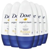Dove Aluminum-Free Deodorant for Women, Original Clean Roll-On 6-Pack – ¼ Moisturizing Cream Formula with 24H Odor Protection, 1.7 Fl Oz Ea