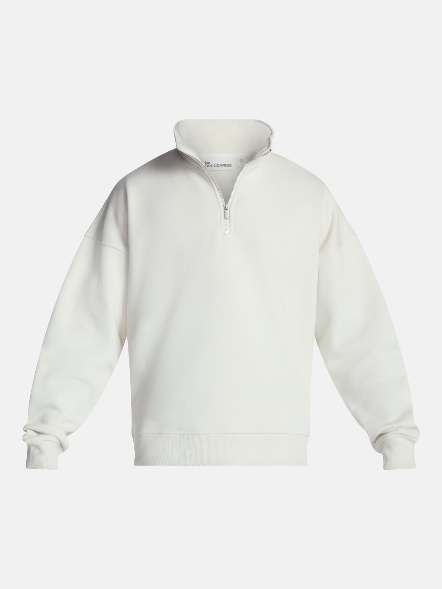 No Boundaries Boxy Fit Quarter Zip Fleece Sweatshirt with Long Sleeves, Men's XS-4XLT