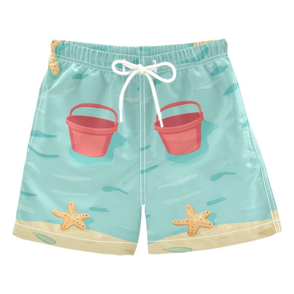 FORMRS Boys Swim Trunks Quick Dry Mesh Liner Boardshorts Sizes XS-XL, Blue Beach Pattern