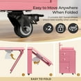 thumbnail image 6 of Zimtown Foldable Nail Table w/Dust Collector, 2 Shelves, Wheels & Drawers, Pink Manicure Desk, 6 of 10