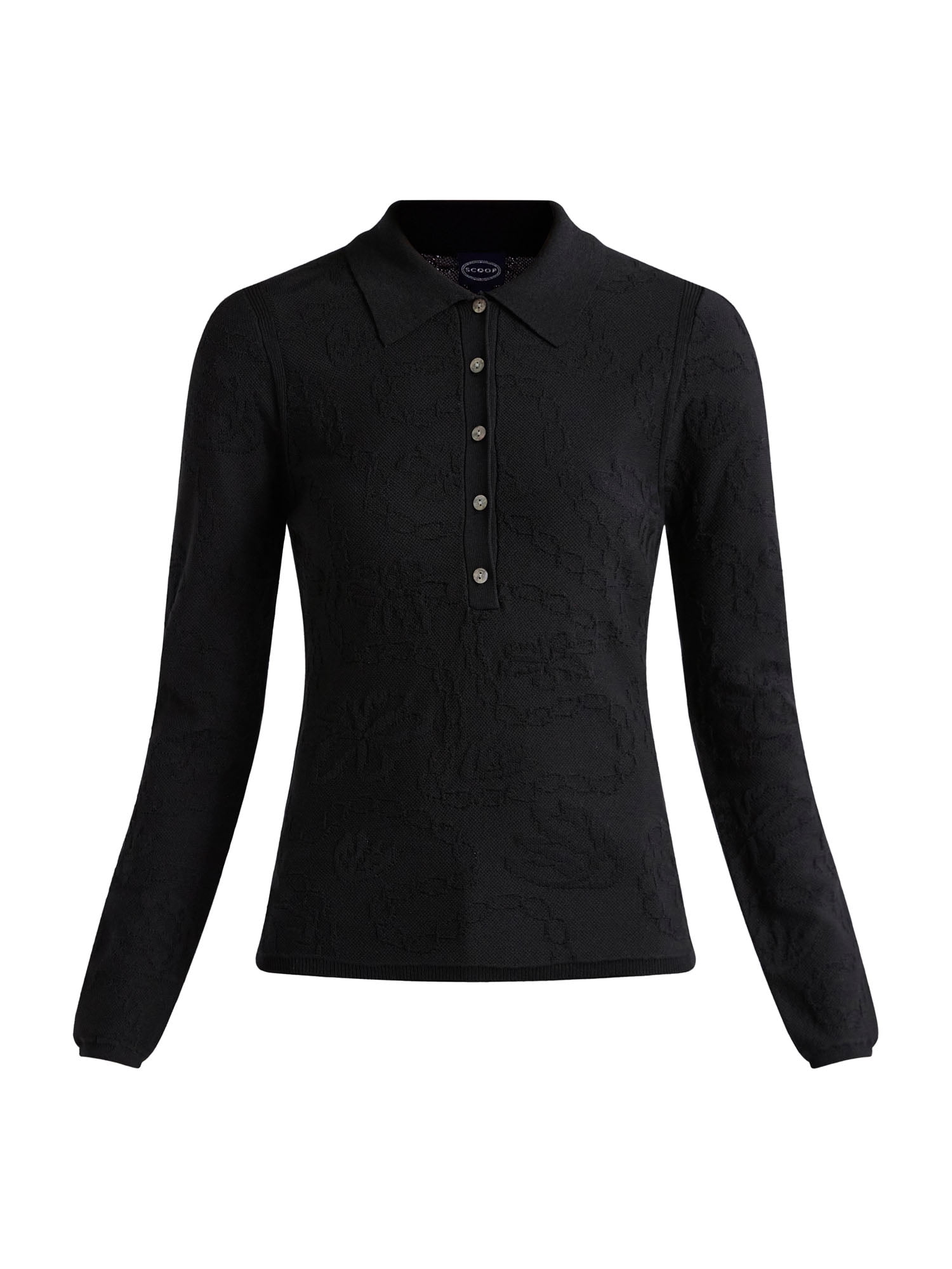 Scoop Woman's Fitted Jacquard Polo with Long Sleeves, Sizes XS-2XL