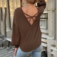 thumbnail image 3 of Women's Waffle Knit Sweater Tops Long Sleeve Loose-Fit Pullover Hoodie Solid Color Casual Blouse Sweatshirt, 3 of 5