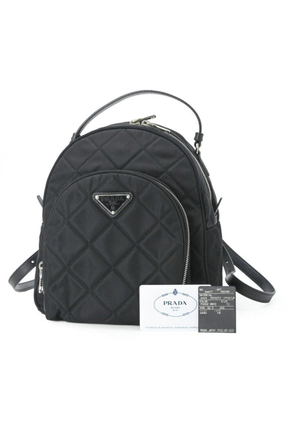 Pre-Owned PRADA Triangle Backpack for Women, Black, 1BZ066