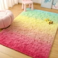 thumbnail image 5 of Softlife Super Soft Plush Tie Dye Velvet Rugs for Home Decor,Fluffy carpet For Living Room,Bedroom,4'x6',Gradient Green Pink, 5 of 7