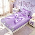 thumbnail image 4 of Meiyoeat Glitter Print Princess Bow Twin Sheet Sets for Women Girls, Fashion Bling Diamond Bedding, 3pcs, 4 of 5