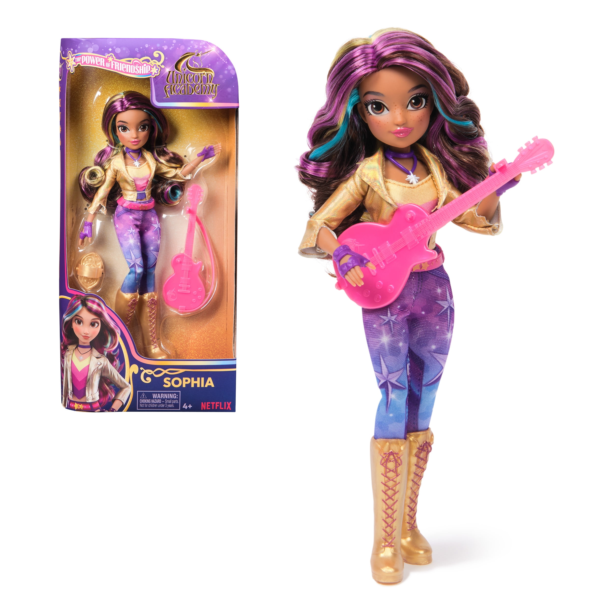 Unicorn Academy, Power of Friendship Sophia Doll with Guitar & 6 Fashion Accessories, 9.5”, Dolls & Unicorn Toys for Girls Ages 4 and up