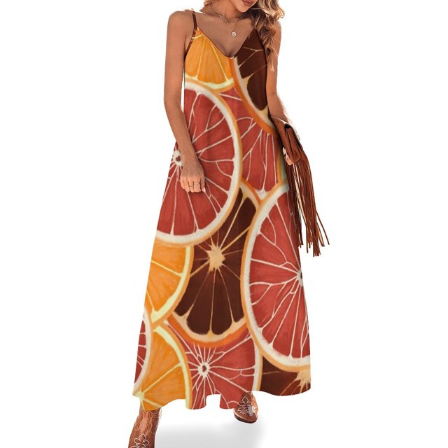Robe Sans Manches Tranches d'Agrumes de Luxe Robe de Soirée pour Femmes Robe de Soirée de Bal Vêtements d'Été 2024