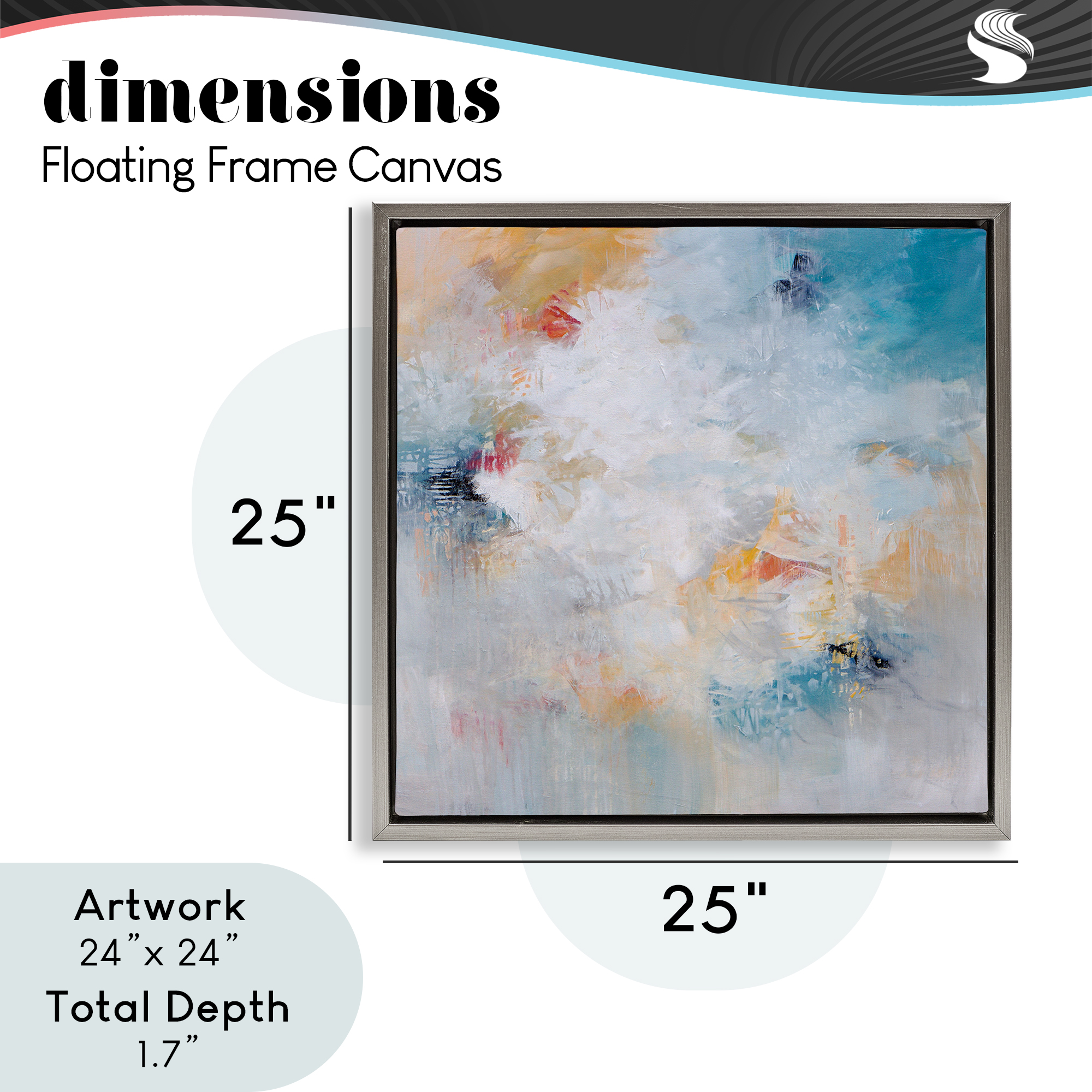 Veiled Dance Abstraction Gray Framed Floater Canvas Wall Art, design by Karen Hale