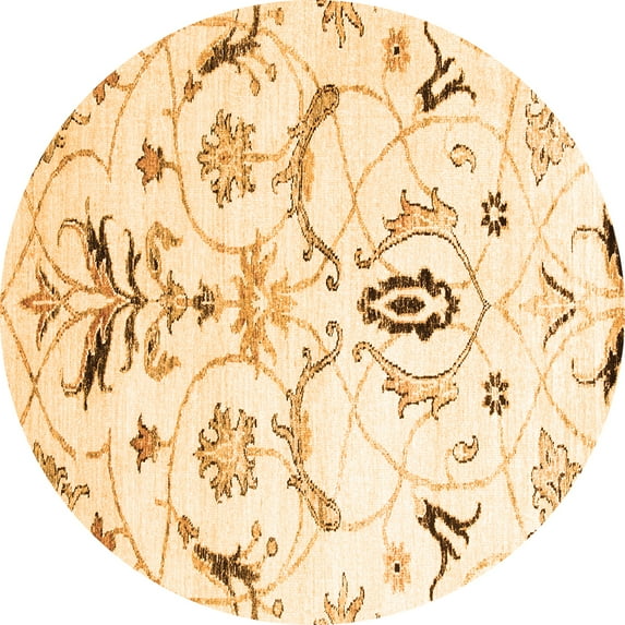 Ahgly Company Indoor Round Abstract Orange Contemporary Area Rugs, 5' Round