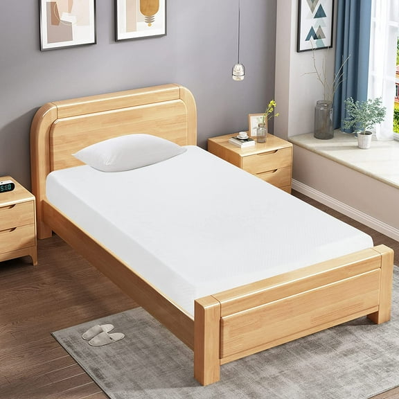 FDW Twin 6 Inch Medium-Firm Memory Foam Mattress, CertiPUR-US Certified, Bed in a Box, Gel-Infused, White