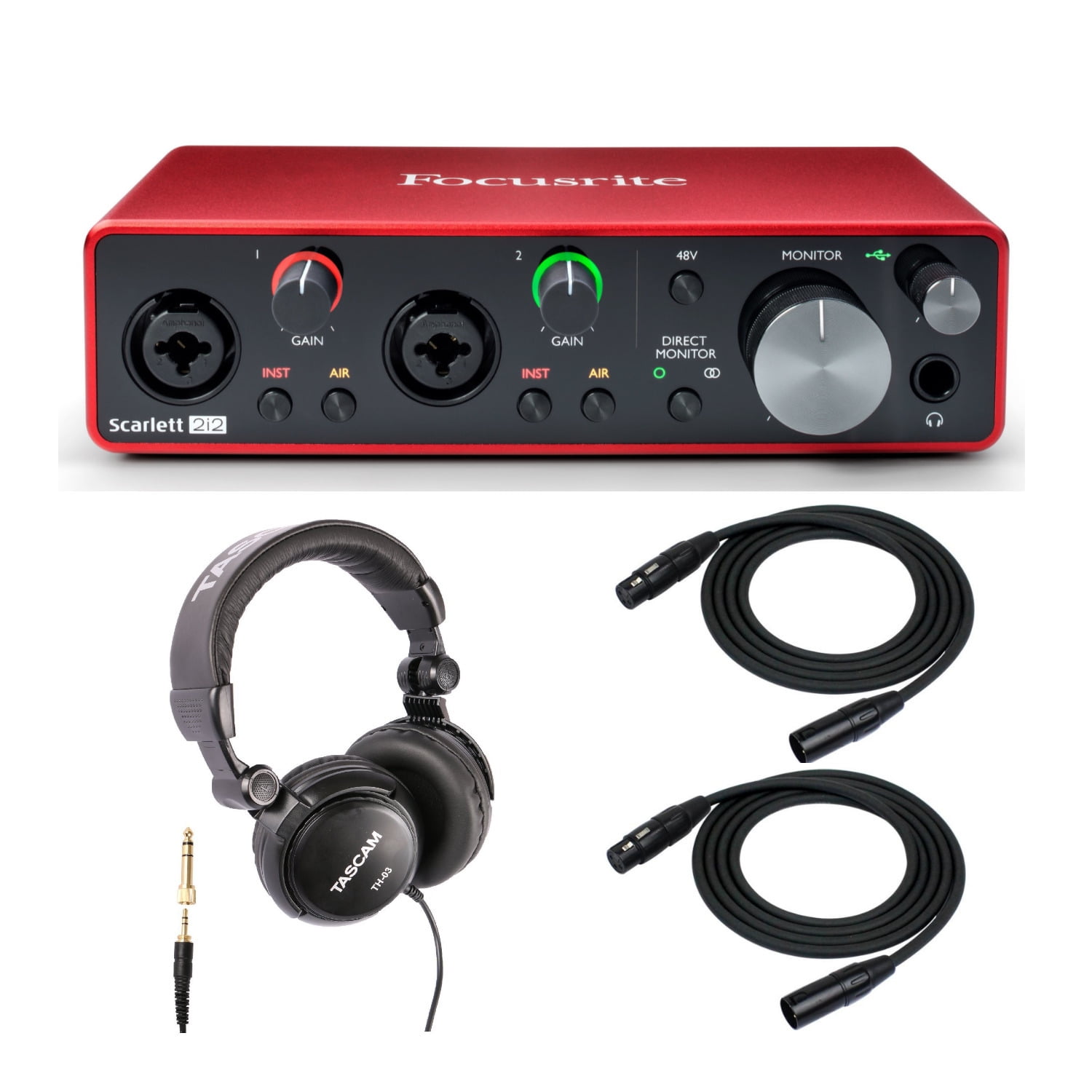 Focusrite Scarlett 2i2 3rd Gen 2x2 Interface with Headphones and 2 XLR ...
