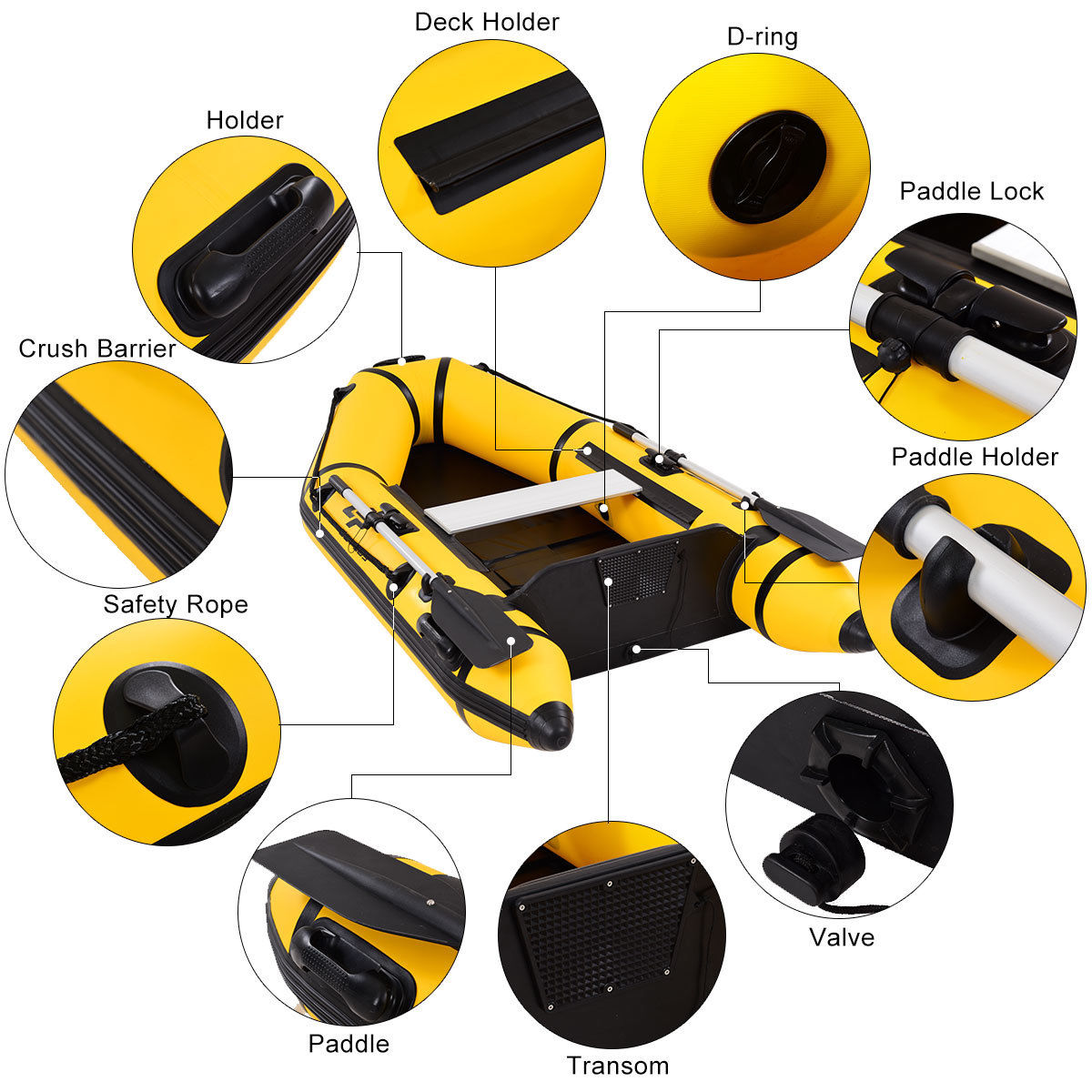 thumbnail image 3 of Costway 7.5' Inflatable Dinghy Boat Fishing Tender Rafting Water Sports 2 Person, 3 of 10
