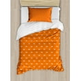 thumbnail image 1 of Gecko Duvet Cover Set Twin Size, Silhouettes of Lizards Gecko Pattern on Warm Colored Backdrop Exotic Wildlife, Decorative 2 Piece Bedding Set with 1 Pillow Sham, White and Orange, by Ambesonne, 1 of 3