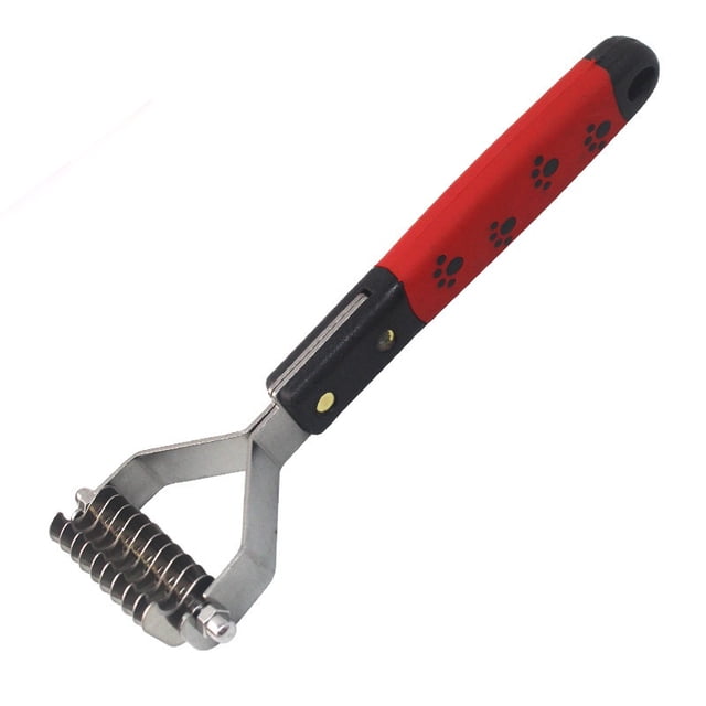 Suministros para mascotas Rastrillo de capa inferior desmattante mediano de 10 hojas para perros y gatos, cuchillas de acero inoxidable, dientes suaves redondeados