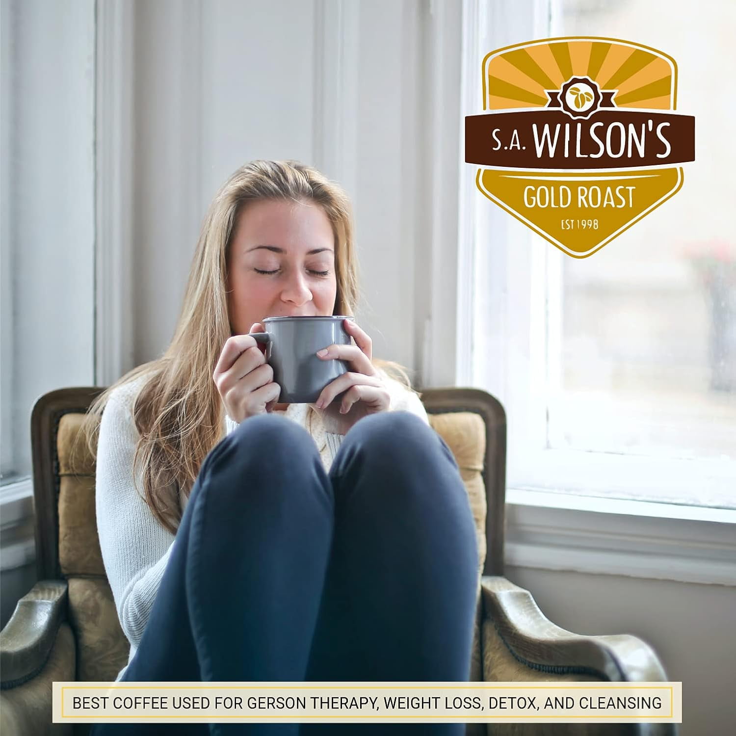 Kinara Organic  Gold Coffee with Scoop, High Caffeine (44 Higher Caffeine) by S.A. Wilson - Pack of 2 (3 Piece Set)
