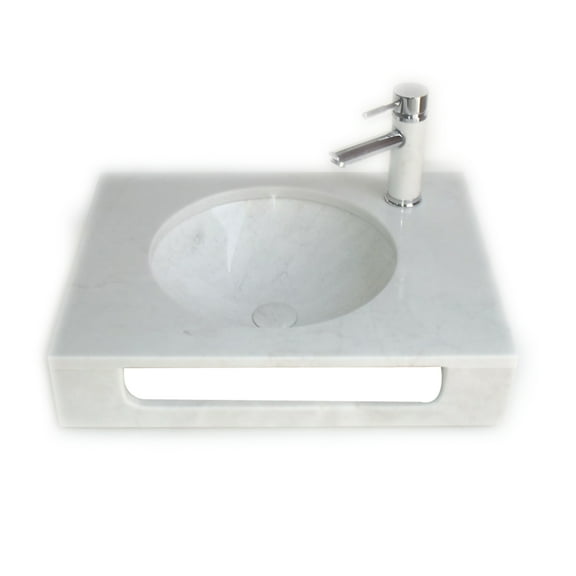 Eviva Pasadena 24 in. White Carrara Marble Sink